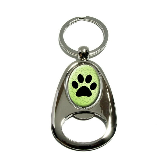 Paw Print of Awesomeness Green Spinning Oval Bottle Opener Keychain