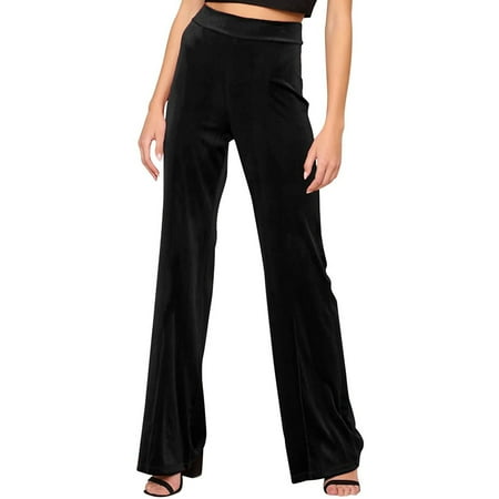 

Ziloco Women Casual Solid Color Straight-leg High Waist Elastic Sports Yoga Pants pajama pants Black S