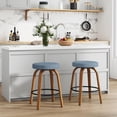 thumbnail image 5 of Swivel  Stools Set of  Counter Height Backless  Stools  Fabric  Seat  Sturdy Curved Wood Legs  Mid-Century Modern Island Stools for Kitchen   Dining Room, 5 of 5