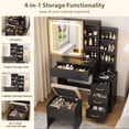 thumbnail image 3 of Makeup Vanity Desk with Sliding Mirror, LED Lighting, Drawers, Shelves & Charging Station, Complete Set with Stool, 3 of 8