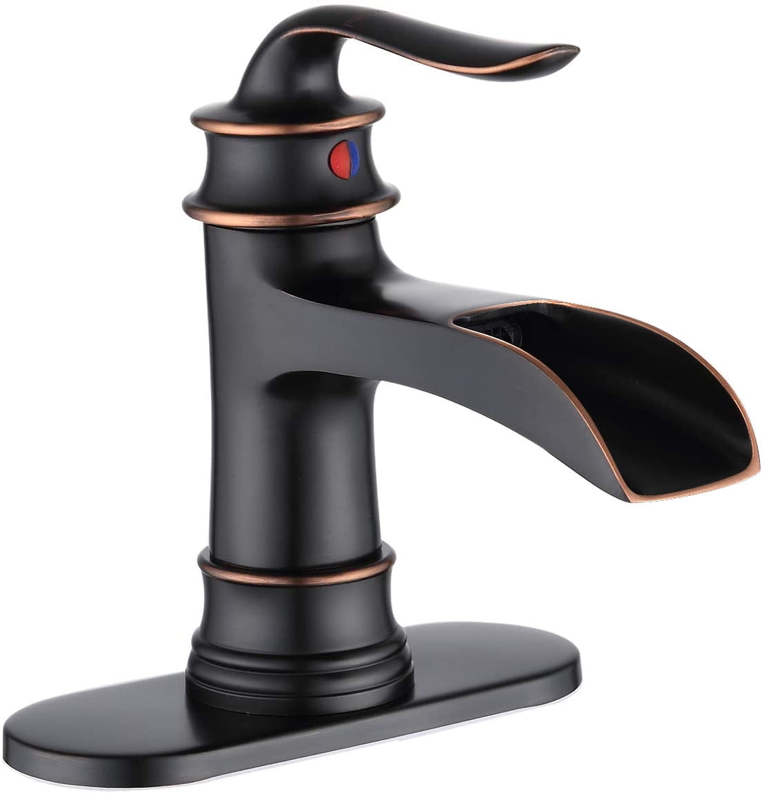 Kede Waterfall Faucet Bathroom Faucet Single Handle One Hole Oil Rubbed Bronze Finish Large Spout Lavatory Faucets (ORB2)