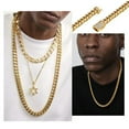 thumbnail image 6 of Gold Plated Cuban Link Chain Necklace for Men Women Stainless Steel Jewelry, 6 of 9