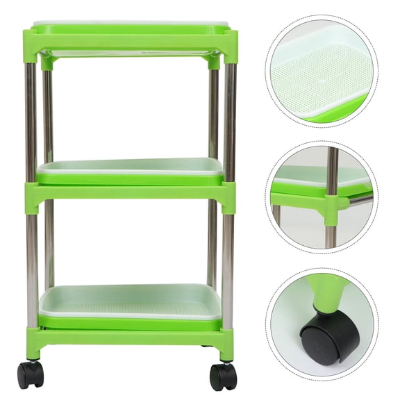 LEORX 1Set Soil Free Grower Tray Kit with Sturdy Green Plastic Trays and Steel Shelf