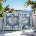 thumbnail image 3 of Throw Pillow Covers 16x16 Inch Set of 2, Blue Boho Waterproof Outdoor Pillow Covers, Farmhouse Bohemian Medallion Oriental Flower Decorative Cushion Pillowcases for Couch, Sofa, Bed, Garden, Patio, 3 of 9