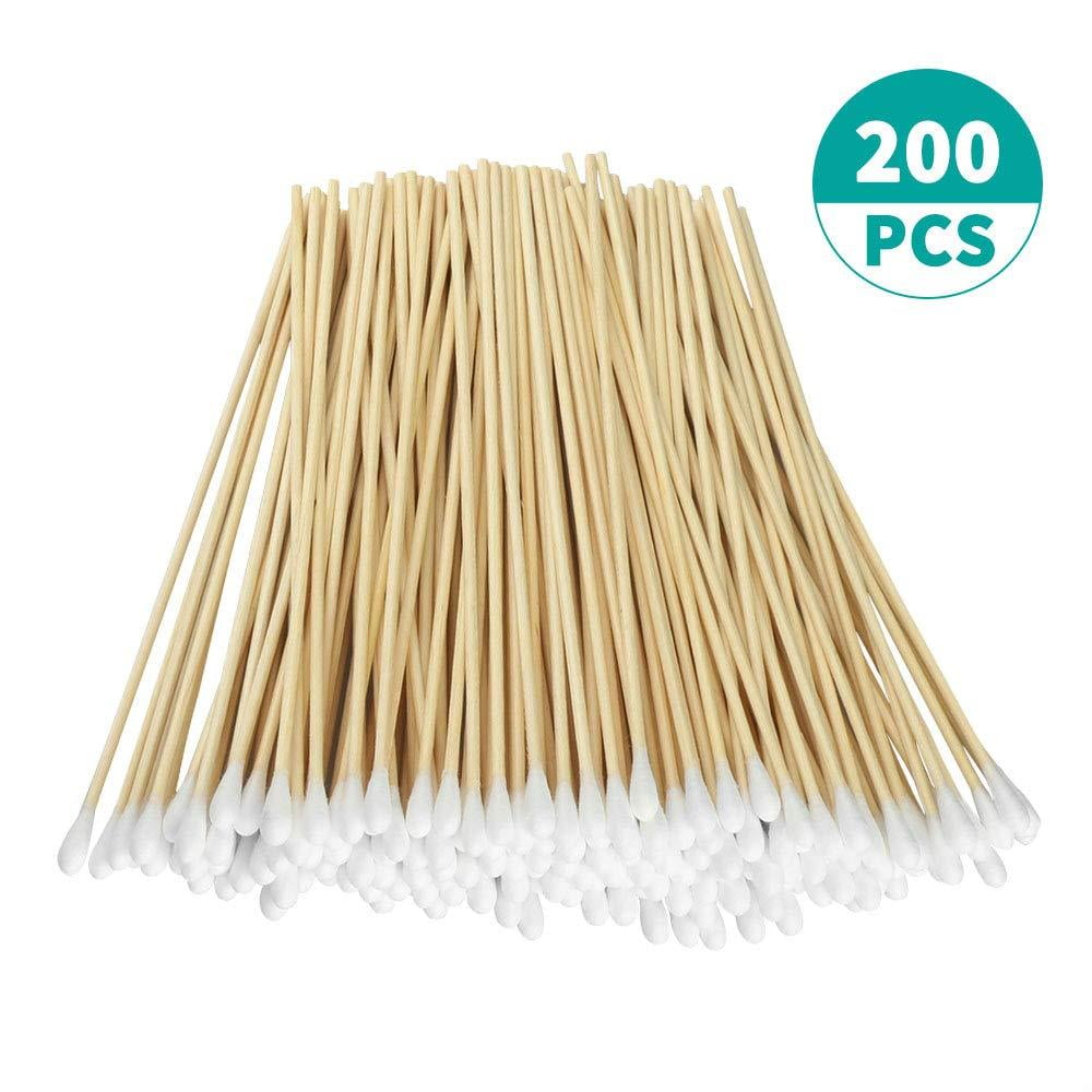 200pcs Count 6" Cotton Swabs with Wooden Handles Cotton Tipped