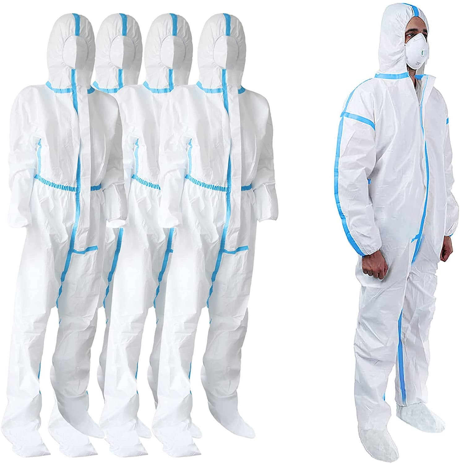 L white hooded zipup microporous coveralls 50 pack 