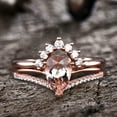 thumbnail image 2 of Classic 11x8mm Pear Shape 4.5 Carat Morganite Engagement Ring Set Diamond Moissanite 10k Rose Gold, 2 of 6