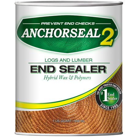 ANCHORSEAL 2 Log & Lumber end grain sealer (1 Quart) - Prevents up to 90% of end checks (Drying Splits). Green wood sealer for turning blanks, bowls, wood slabs & cut ends of wood (Best Clear Deck Sealer)