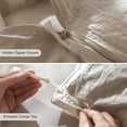 thumbnail image 3 of MooMee Wavy Striped Duvet Cover Set Queen 100% Washed Cotton Linen Like Textured Breathable 3-Piece (Beige, 90"x90"), 3 of 7