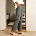 thumbnail image 5 of RUTAYY Women's Pants Casual Straight Leg Elastic Waist Bottoms Fashion Solid Color Slim Fit Comfortable Stretch with Pockets Beach Vacation Trousers, 5 of 5