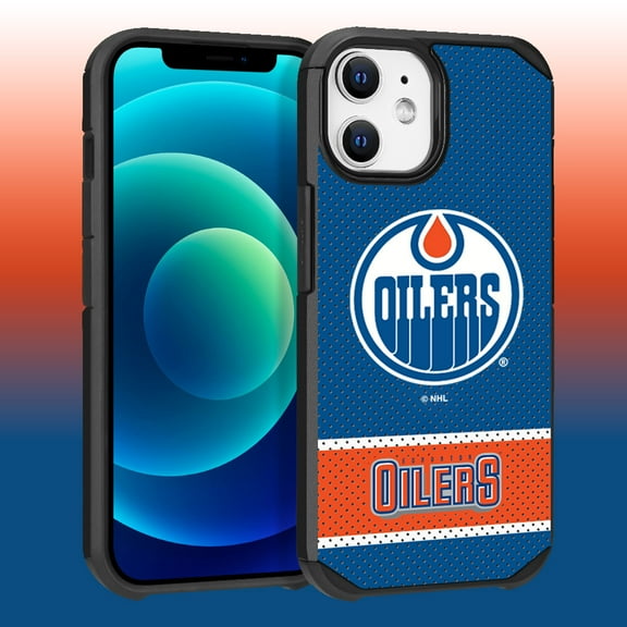 Apple iPhone iPhone 12 Pro (6.1) -NHL Licensed Edmonton Oilers Team Logo on Jersey Textured Dual Layer Case