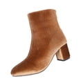 thumbnail image 2 of Womens Boots Pointed Toe Ankle Booties for Women, Velvet Block Heel Boots with Back Zipper, Casual Fall Shoes for Work, Dress, Party and Everyday Wear, 2 of 6
