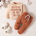 thumbnail image 2 of Durtebeua Toddler Baby Boy Clothes Cute Long Sleeve Sweatshirt Tops and Stretch Pants Fall Winter Outfit Z09-Beige,0-6 Months, 2 of 7