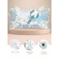thumbnail image 2 of Teal Blue Coastal Pillow Cases Cal King Size, Smooth Satin Pillowcase for Hair and Skin, Summer Lobster Coral Nautical Decorative Cooling Bed Pillow Covers with Zipper, 20x40 Inches, 2 of 5