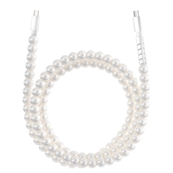 USB to USB C Cable for iPhone 17 Charging Cord 3.3FT Beaded Pearls iPhone Charger Cord for iPhone 17 16 15 Plus Pro Max Air 16E Type C Charger Fast Charging Cable for Samsung Galaxy S25 S24 iPad 10th