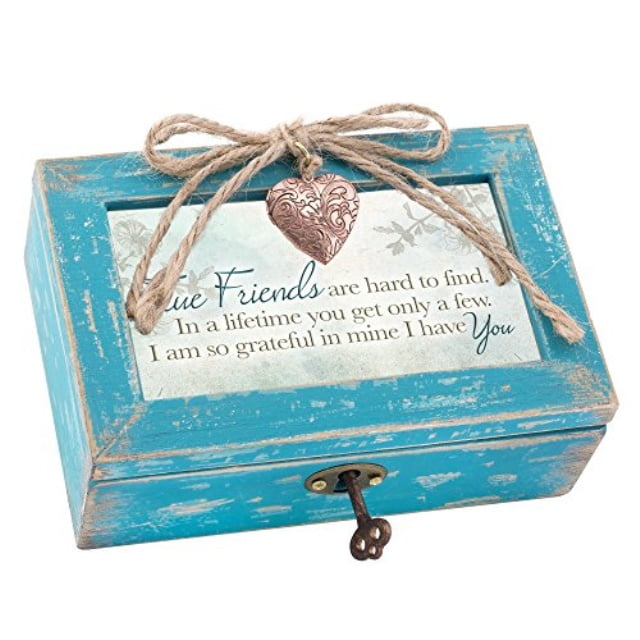Cottage Garden Sisters are Made of Love 4.5 x 4.5 inch Distressed Coral Wood Locket Jewelry Keepsake Box No Model