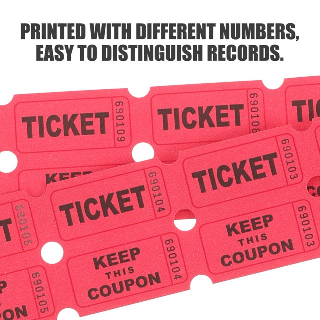 SUTENGDA 100 Pink Colored Raffle Tickets Double Roll 50/50 Carnival Fair Split The Pot One Hundred Consecutively Numbered Fundraiser Festival Event Party Door Prize Drawing Perforated Stu