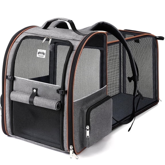 Extra Large Expandable Pet Backpack Carrier for Cats and Small Dogs  Grey