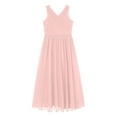 thumbnail image 3 of Alvivi Kids Sleeveless Ruched Chiffon Long Dress Flower Girls Wedding Pageant Bridesmaid Dress Pink 12, 3 of 5