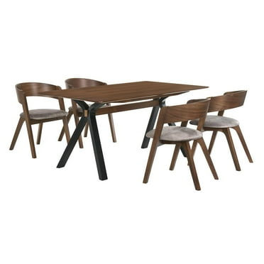 Armen Living Laredo Jackie 5-Piece Wood Dining Table & Chair Set in Walnut/Gray
