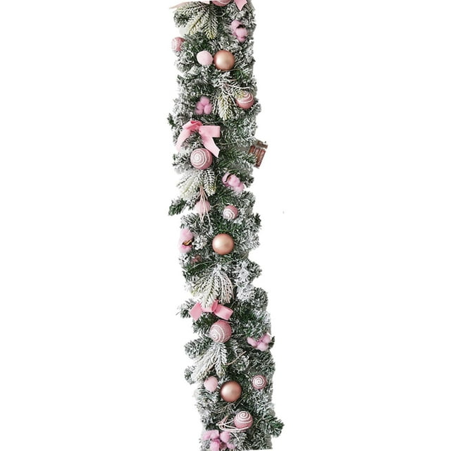 Corona navideña de 1,8 m con luz Macarena decoración de ratán Rosa