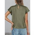 thumbnail image 2 of PRETTYGARDEN Business Casual Tops for Women Blouses Summer Short Sleeve Ruffle Satin Work Office Attire, 2 of 7