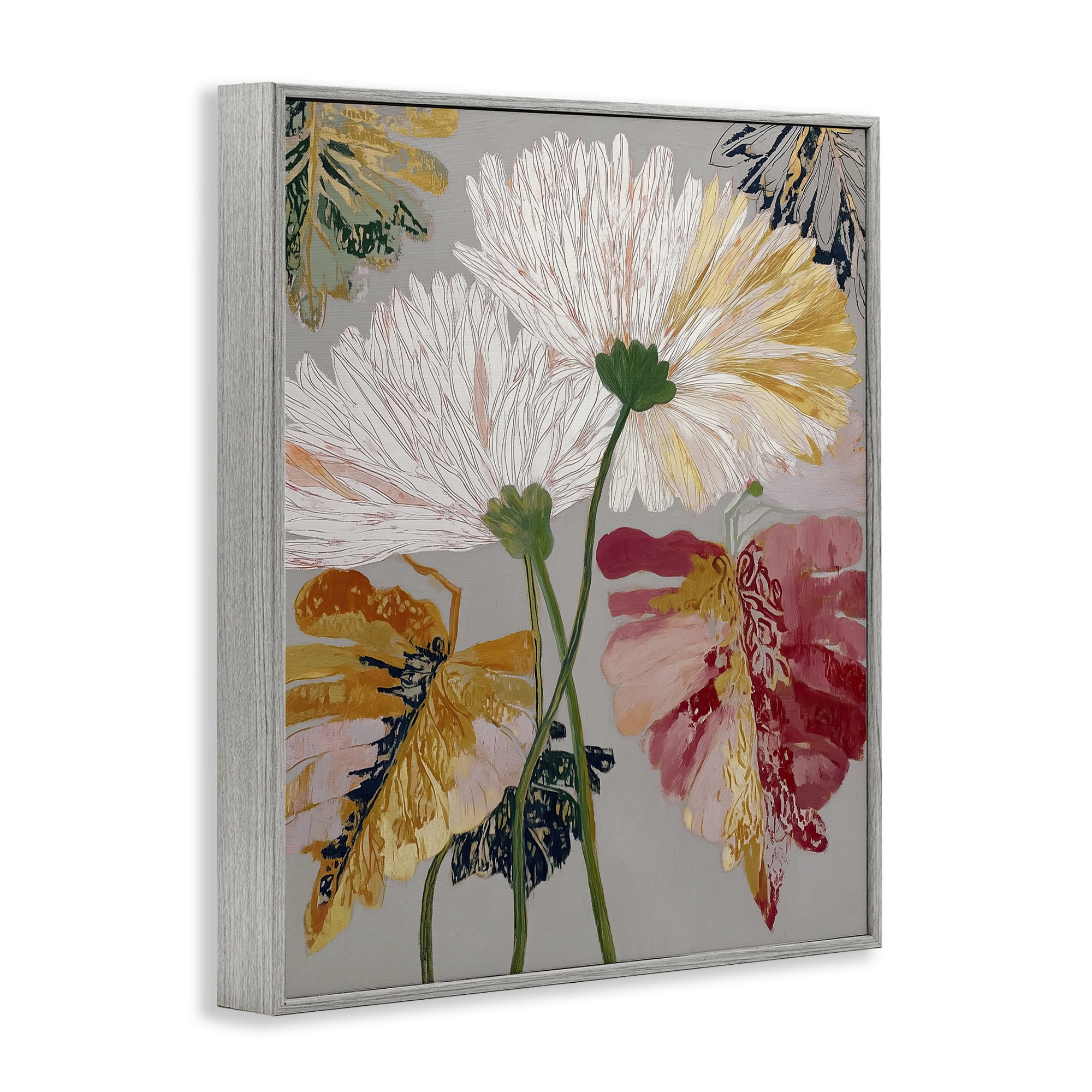 Playful Assumptions Flowers Gray Framed Giclee Art, design by Annabelle Hall