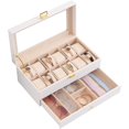 thumbnail image 1 of ProCase Caja para Reloj de 12 Ranuras, Estuche Organizador de Relojes de 2 Pisos con Tapa Vidrio Anti-polvo Almacenaje Guardarrelojes para Hombres y Mujeres (Blanco), 1 of 15