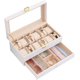 thumbnail image 1 of ProCase Caja para Reloj de 12 Ranuras, Estuche Organizador de Relojes de 2 Pisos con Tapa Vidrio Anti-polvo Almacenaje Guardarrelojes para Hombres y Mujeres (Blanco), 1 of 15