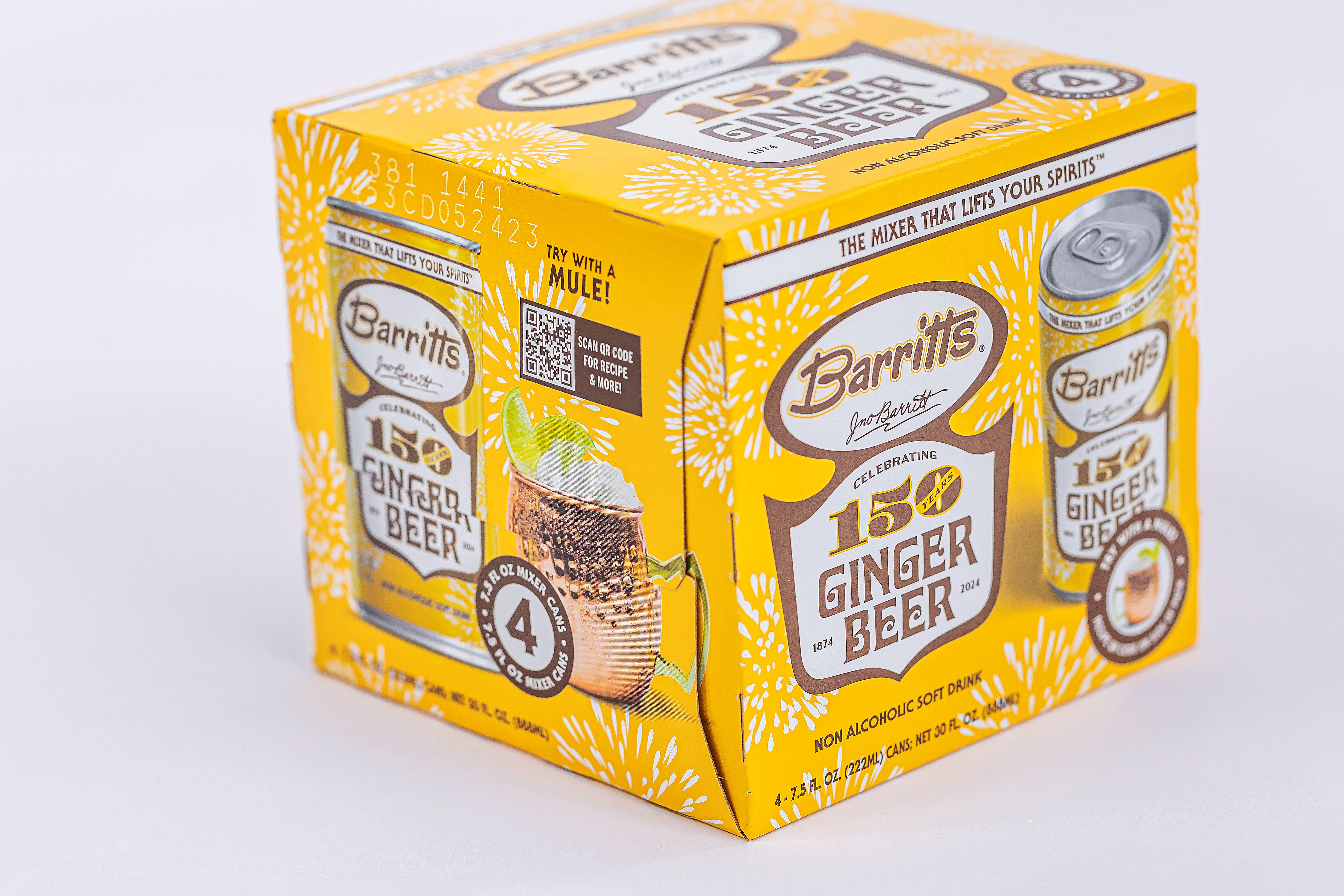 Barritt's Mixers - Ginger Beer Original Ginger Beer, Non-Alcoholic Soda Cocktail Mixer, 7.5 fl oz Cans, 24 Pack, Mini