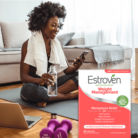 Estroven Menopause Relief + Weight Management, Hormone Free, 30 Ct