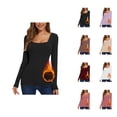thumbnail image 1 of Womens Long Sleeve Tops 2026 Fall Winter Basic Square Neck Fitted Breathable Undershirt T Shirt, 1 of 8