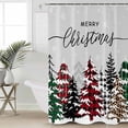 thumbnail image 5 of Christmas Shower Curtain, 36" x 72", Red Green Plaid Leopard Xmas Tree Winter Snowflake Waterproof Bathroom Curtain Washable Shower Curtain Set with 12 Hooks, 5 of 6