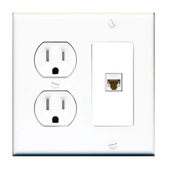 Ultra Spec Cables Custom Tamper Resistant Round Outlet Wall Plate White with 1 Keystone Port - Choose your own Port