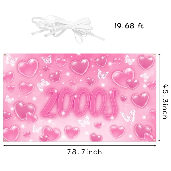 MALLMALL6 Y2K Lightweight 78" x 45.2" Polyester Y2k Party Background, Pink, 1 Piece