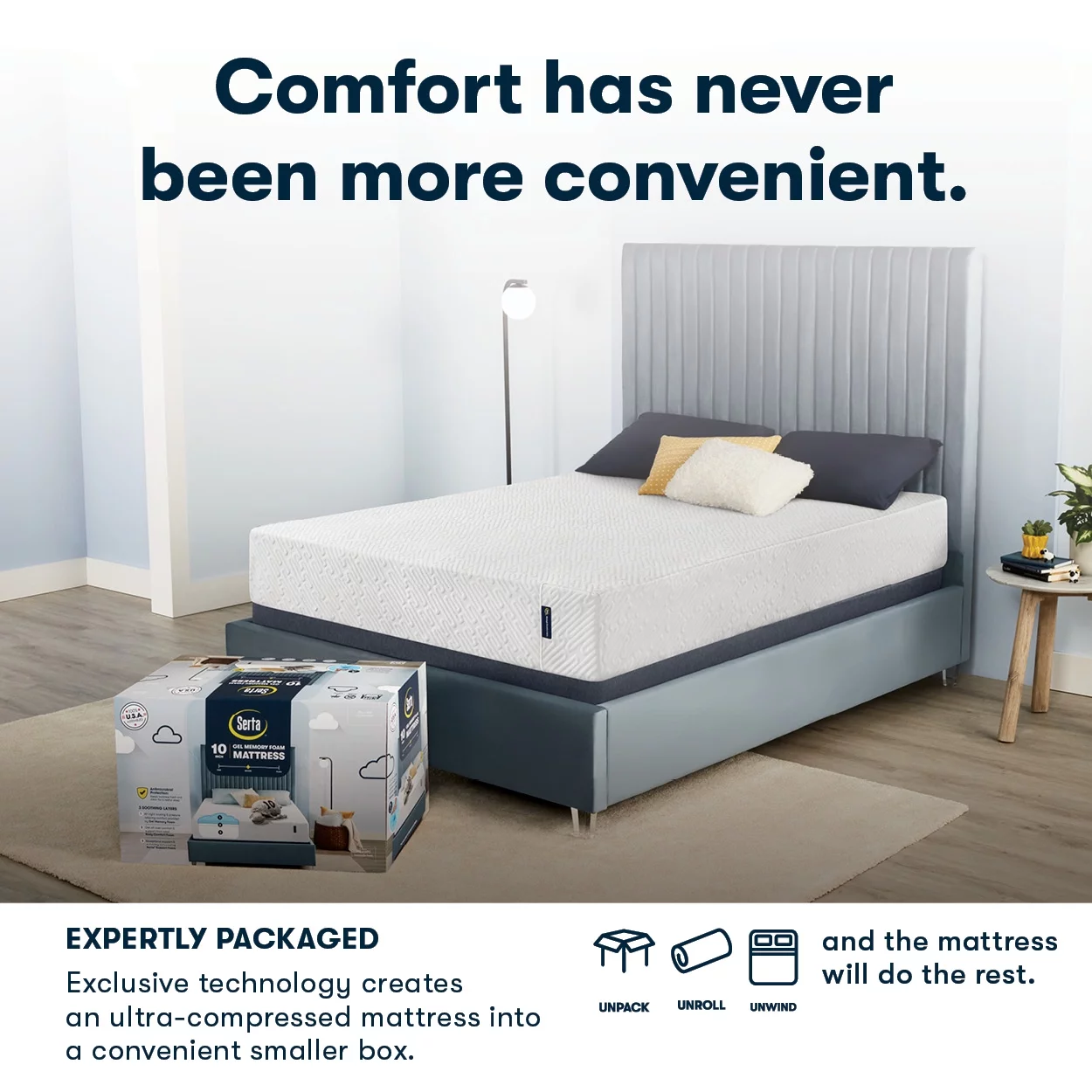 Serta 8 inch, Full Mattress, Medium Mattress, Gel Memory Foam Mattress, Cooling, Pressure Relief, Mattress in a Box, Full Size Mattress
