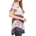 thumbnail image 4 of Sakkas Donna Women's Casual Lace Short Sleeve Tie Dye Corset Loose Top Blouse - 19202-Violet - Plus Size, 4 of 5