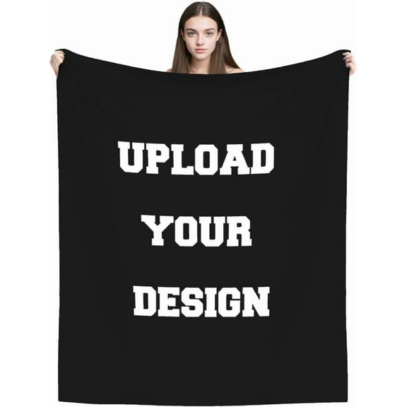Custom Blanket with Photos Text Design Customized Blanket Personalized Flannel Throw Blankets for Adult Christmas Birthday Valentines Day Gift 50"x40"