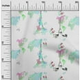 thumbnail image 1 of oneOone Cotton Poplin Mint Green Fabric Shoes|Eiffel Tower & Map Travel Diy Clothing Quilting Fabric Print Fabric By Yard 56 Inch Wide, 1 of 4