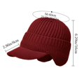 thumbnail image 2 of Winter Outdoor Fleece Lined Warm Ear Protection Ear Flaps Cap Peaked Knit Cap Beanie Hat Bomber Hats GREY, 2 of 8