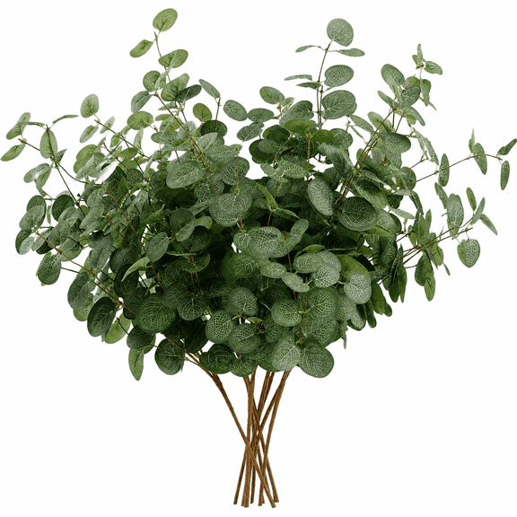 6 Pcs 24 Inch Artificial Eucalyptus Stems, Dark Green Faux Greenery Leaf Sprays for Vase, Wedding, Party and Home Decor