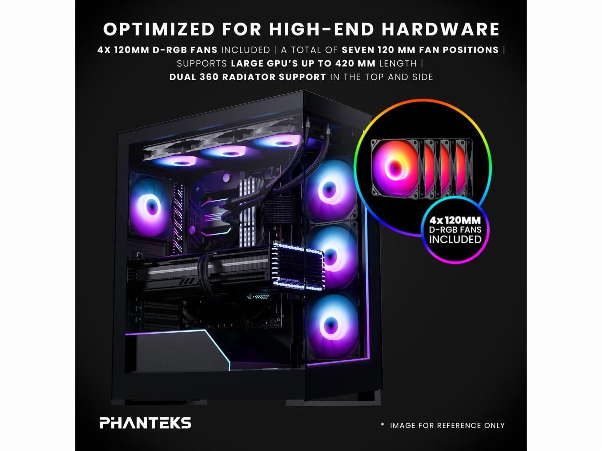 Phanteks NV5S, Showcase Mid-Tower ATX Chassis, High Airflow Performance, Integrated D/A-RGB Lighting, Seamless Tempered Glass Design, 7 Fan Positions, Black