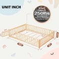 thumbnail image 6 of Full Floor Bed, Sturdy Wood Montessori Bed Frame with Wood Slats, Fence & Door, Natural (with Bed Slats), 6 of 6