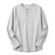 thumbnail image 3 of Ceisia Men's Cotton-Linen Henley Neck T-Shirt | Relaxed Long-Sleeve Solid Casual Top Gift, 3 of 5