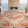 thumbnail image 2 of Design&I 2'x3' Washable Accent Rug Orange Vintage Burnt Distressed Trellis Lattice Terracotta Print for Kitchen, Pet Station, Friendly & Non-Slip Built-In Grip, 2 of 7