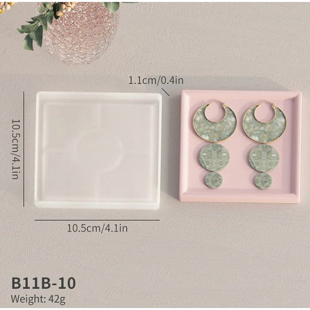 1 pieza de molde de pegamento for posavasos, molde cuadrado redondo, molde de silicona, bricolaje floral, plato pequeño, molde de yeso