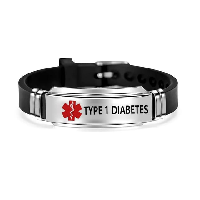 Pulsera de alerta médica OutstandLong para diabetes tipo 1 de silicona