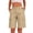 Khaki, variant on Women's Elastic Waist Casual Bermuda Shorts Knee Length Wide Leg Cargo Bottoms for Weekend Outings Holiday Trips And Everyday Leisure Wear Wine Wine S