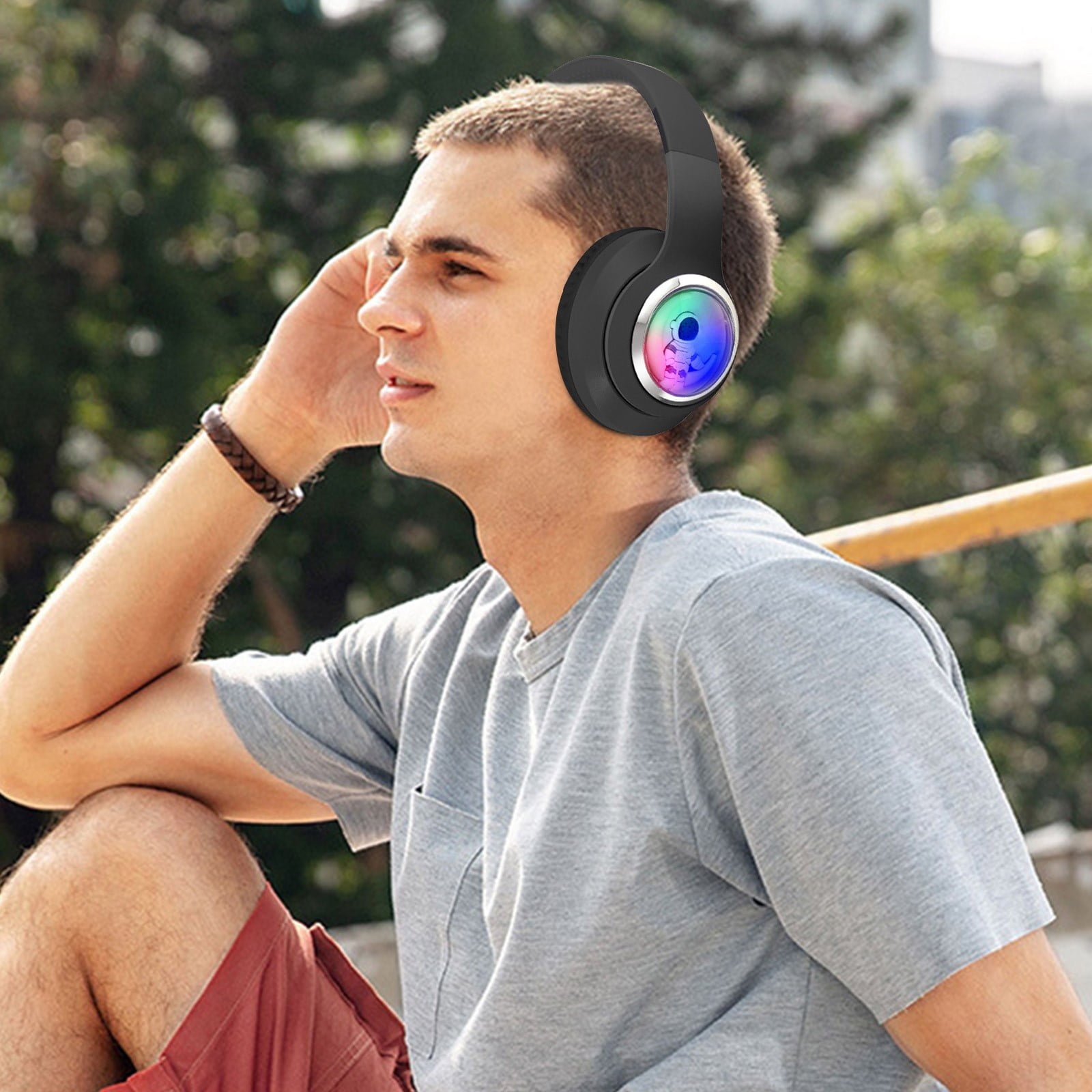 Noise Canceling Wireless Headphones Bluetooth Over The Ear Headset with Microphone and Alexa Built-in - Black