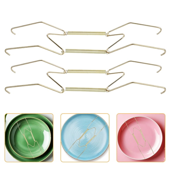 Masteelf 5pcs W Shaped Invisible Spring Plate Hanger Hook Rack Easy Wall Installation Plate Wall Hangers For Home Plate Holders